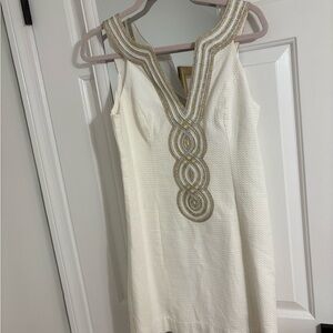 Elegant White and Gold Dress